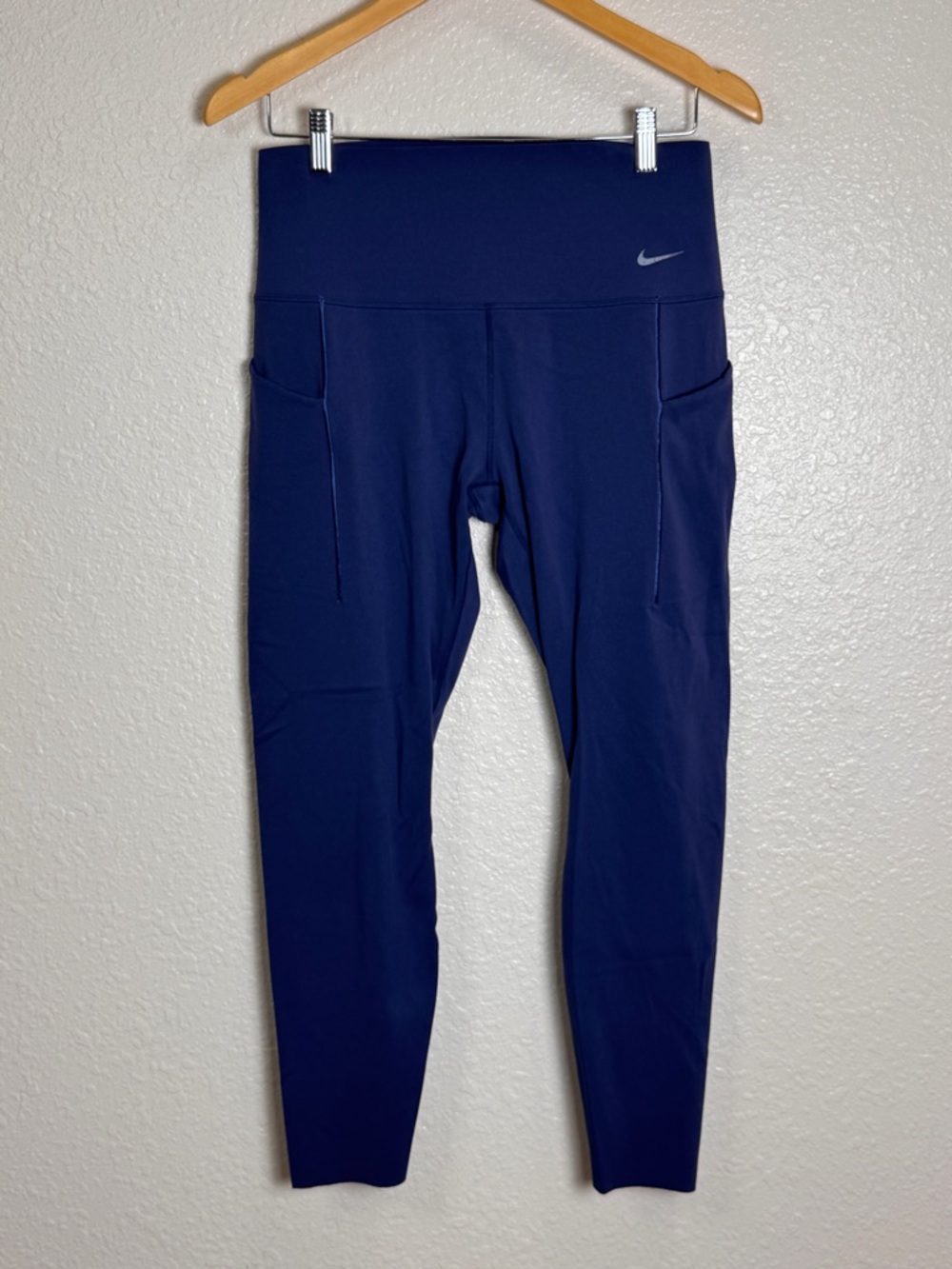 Nike Universa Med-Support High-Waisted 7/8 Leggings Navy Blue Pocket Women Large